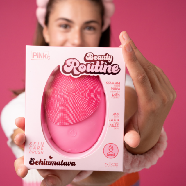 Beauty Routine Spazzola Viso Sonica  Schiuma e Lava SkinCare Brush Rosa