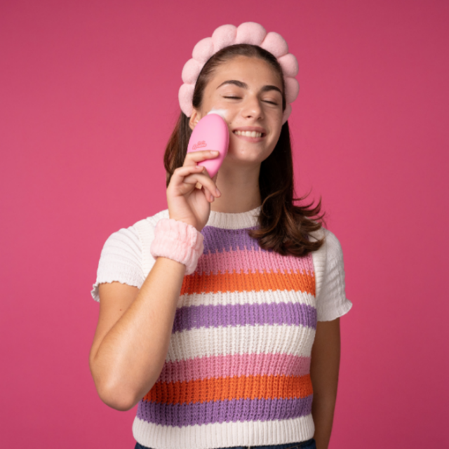 Beauty Routine Spazzola Viso Sonica  Schiuma e Lava SkinCare Brush Rosa