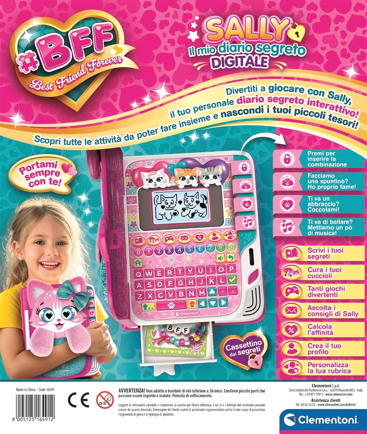 16491 Clementoni BFF Sally Diario Segreto Digitale LCD Gioco Interattivo
