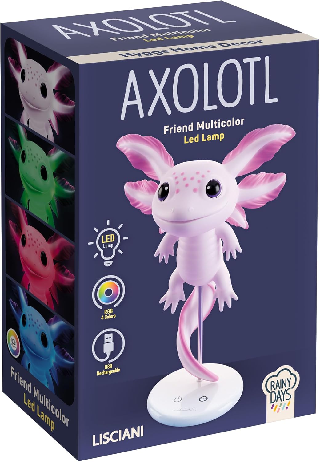 113590 Lisciani Rainy Days Axolotl Lampada LED Multicolore per Bambini