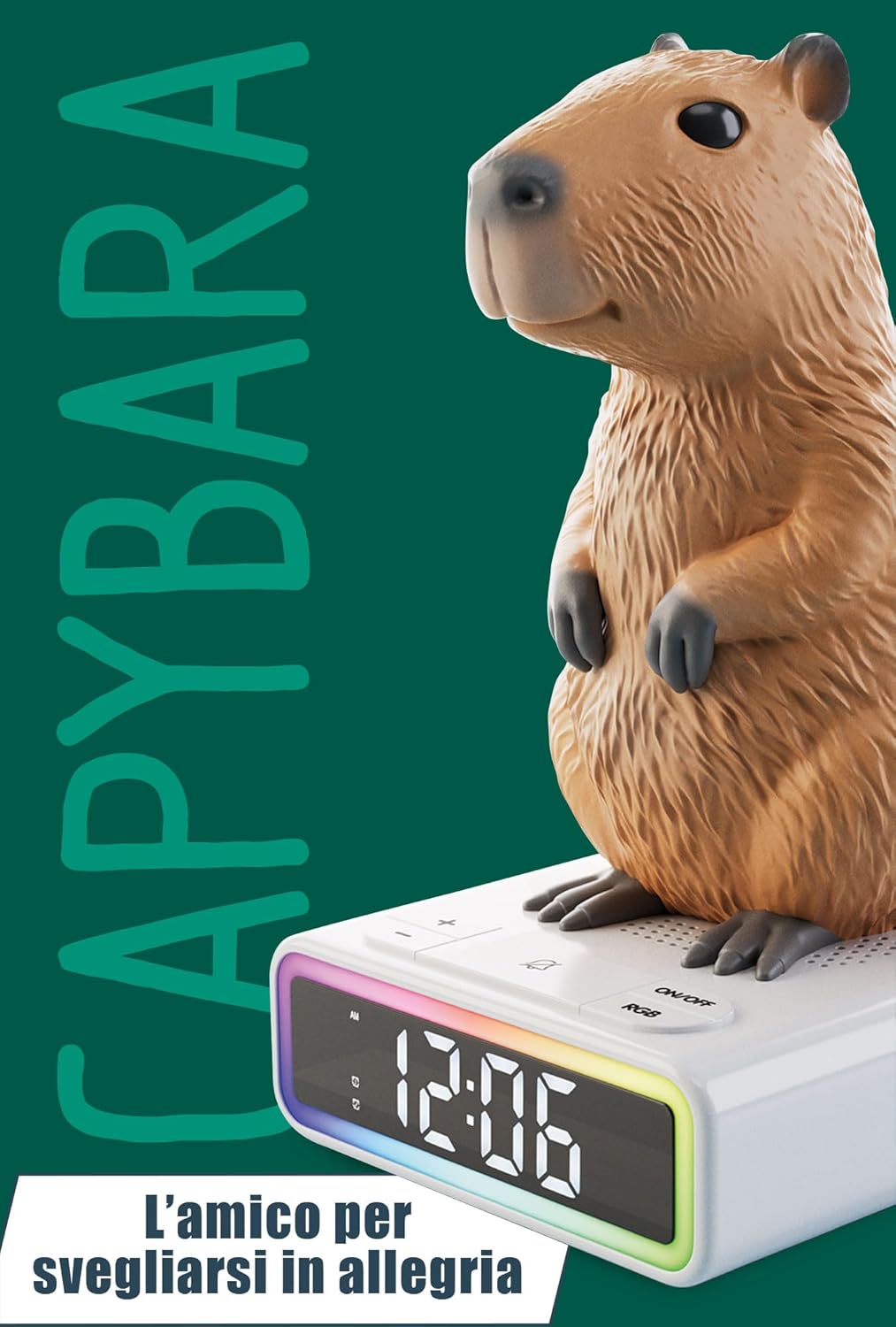 113576 Lisciani Rainy Days Capybara  Sveglia LED con Figura Capibara