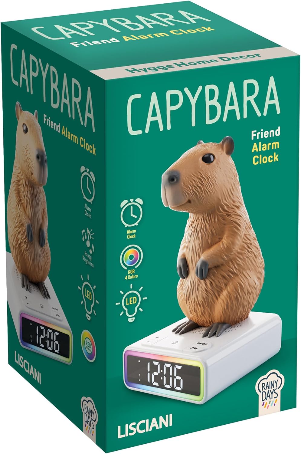 113576 Lisciani Rainy Days Capybara  Sveglia LED con Figura Capibara