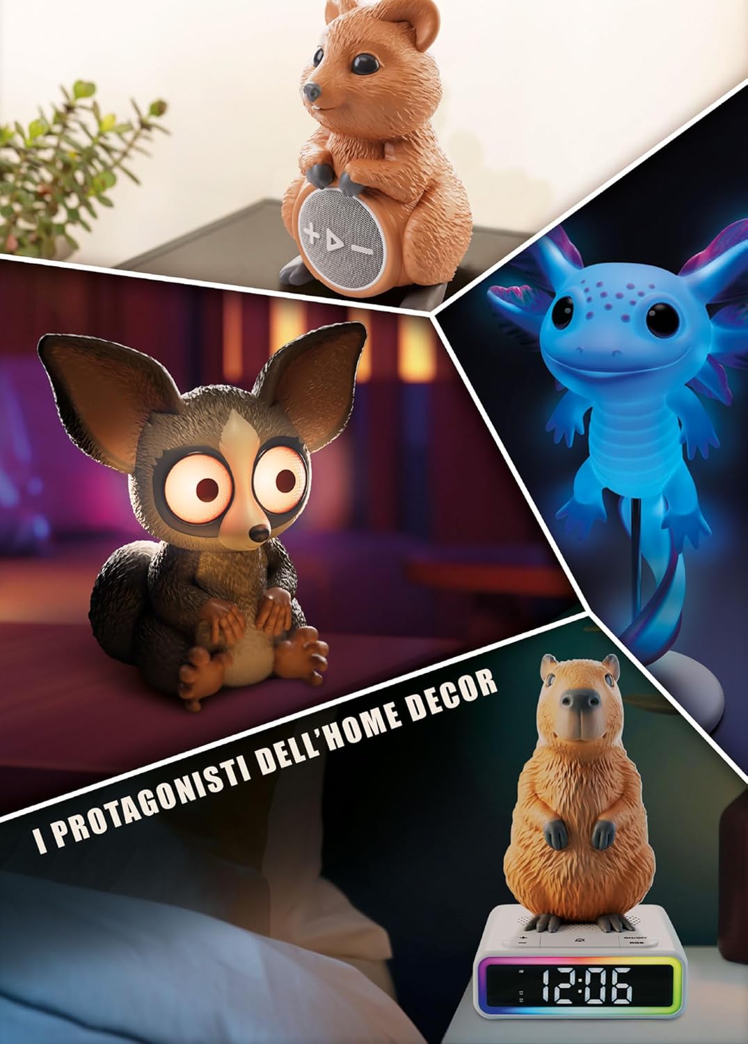 113576 Lisciani Rainy Days Capybara  Sveglia LED con Figura Capibara