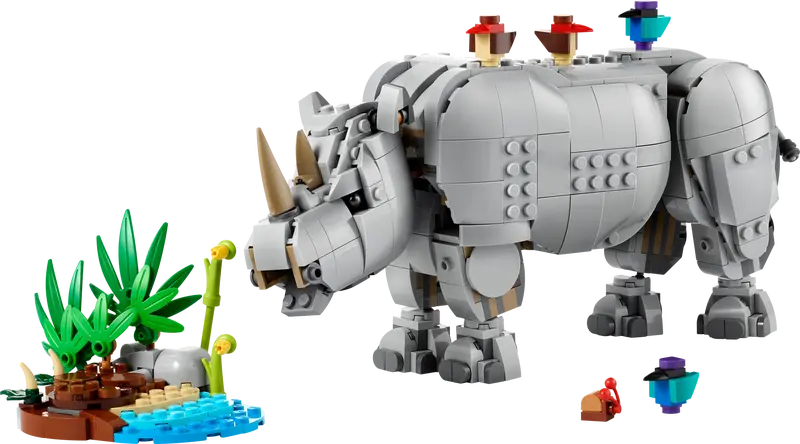 31171 LEGO Animali selvatici: maestoso rinoceronte con uccelli