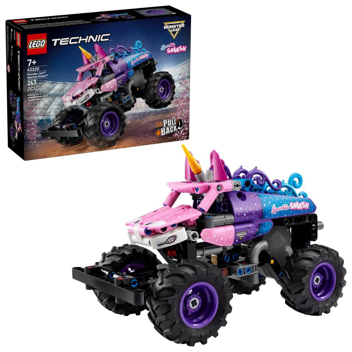 42220 LEGO Technic Monster Jam™ Sparkle Smash™ a retrocarica