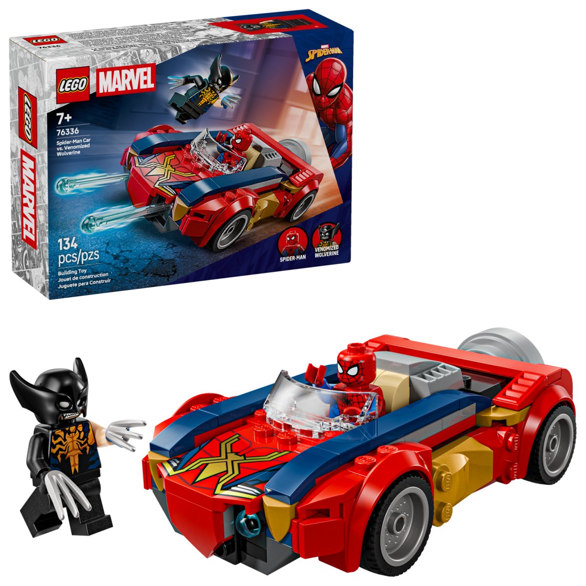 76336 LEGO Super Heroes Marvel Auto di Spider-Man vs. Venomized Wolverine