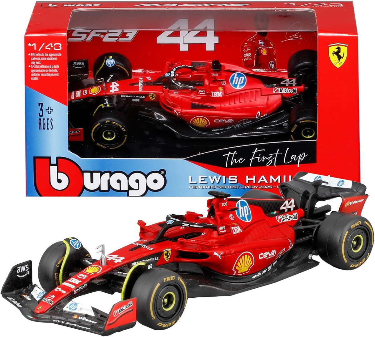 * 18-36836H Bburago F1 Ferrari SF-23 #44 Hamilton Test Fiorano  1:43