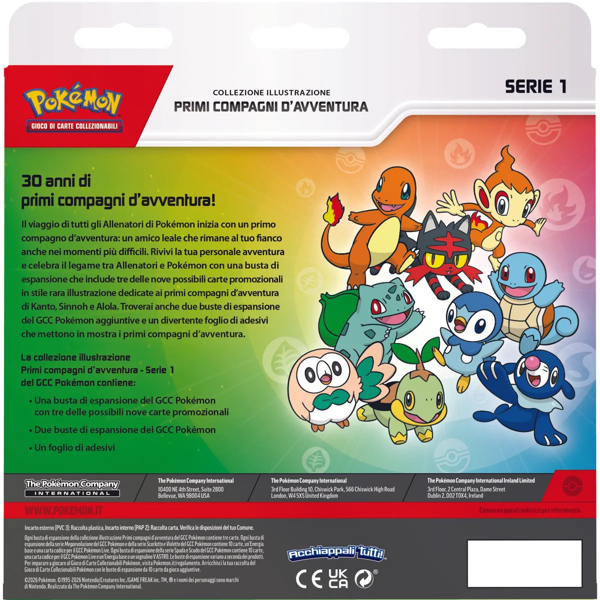 Pokemon Collezione Illustrazione Primi Compagni d'Avventura