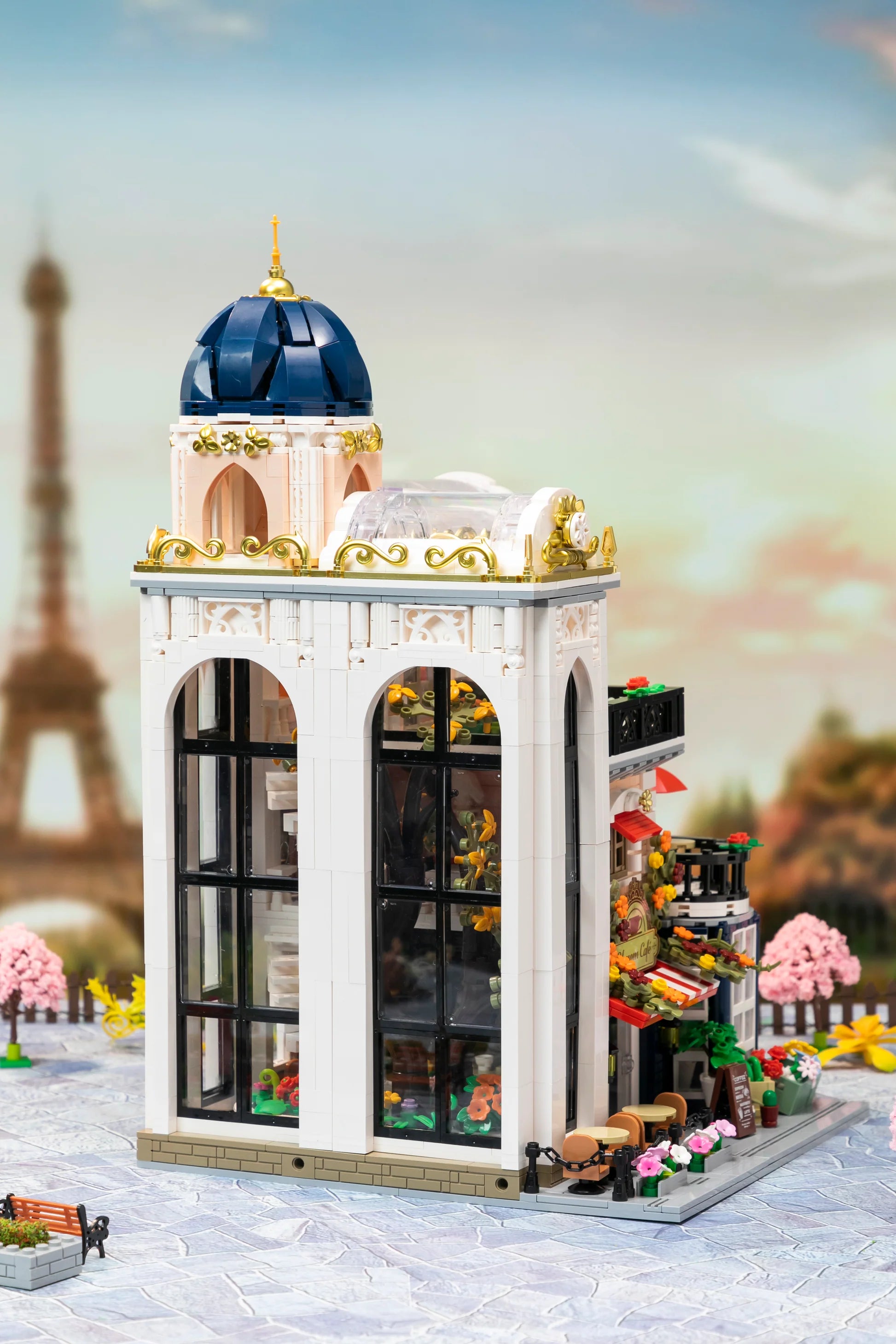 PANTASY set di mattoncini collezione Retrò: la Caffetteria con serra