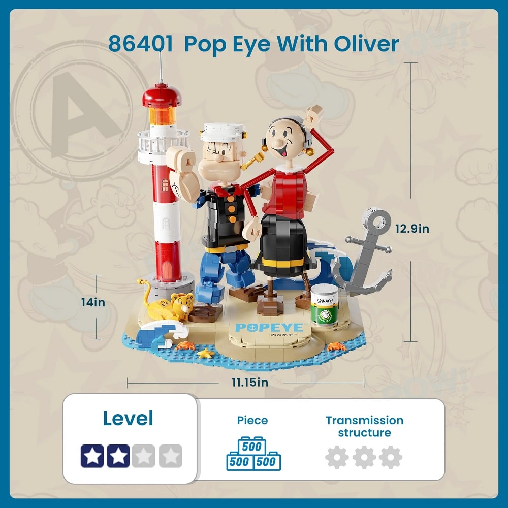 86401 PANTASY Braccio di Ferro e Olivia  set Costruzioni da Collezione con Faro