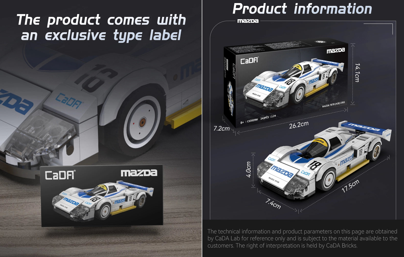 CADA Mazda 787B Le Mans - Modello in Mattoncini Scala 1:24 - 242 Pezzi