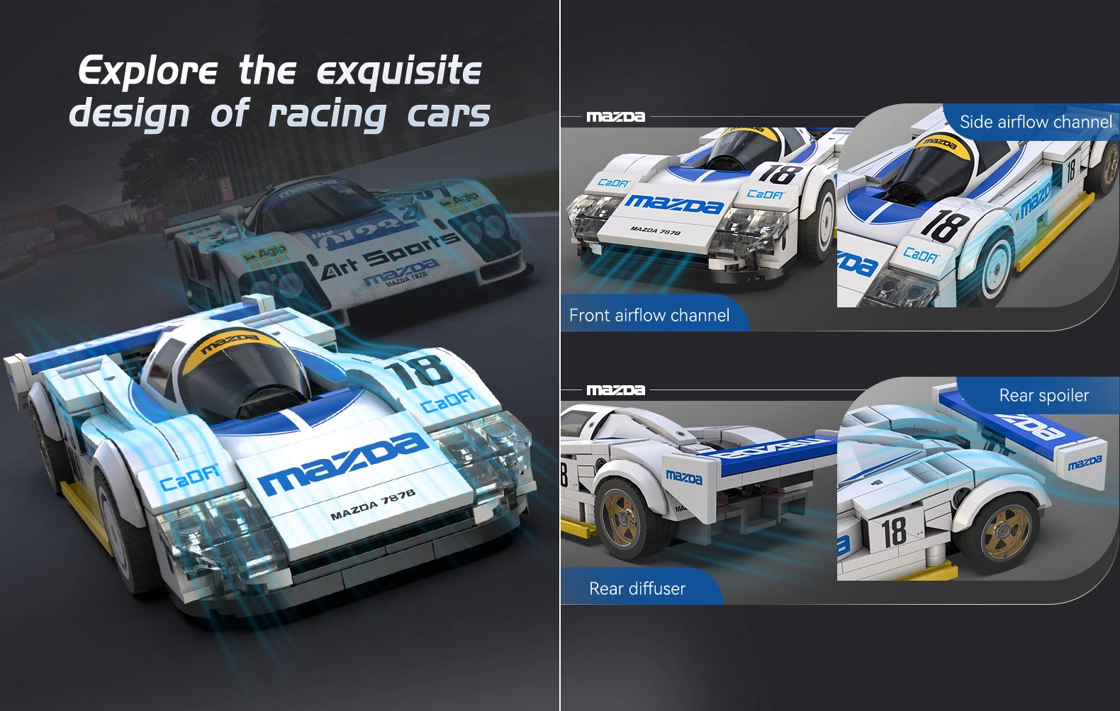 CADA Mazda 787B Le Mans - Modello in Mattoncini Scala 1:24 - 242 Pezzi