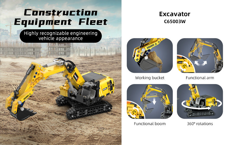 CADA Escavatore - Set Mattoncini Mezzo da Cantiere - 467 Pezzi
