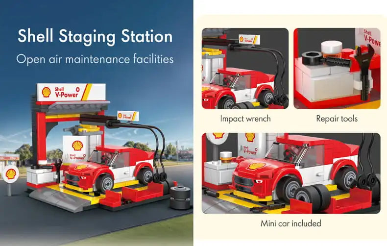 DBLC66035W Cada Shell Racing Team Pit Stop - Stazione Mattoncini - 237 Pezzi