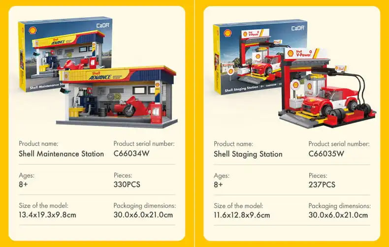 DBLC66035W Cada Shell Racing Team Pit Stop - Stazione Mattoncini - 237 Pezzi