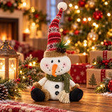 Pupazzo di Neve Seduto 32/40 cm  Decorazione Natalizia Modello Casuale