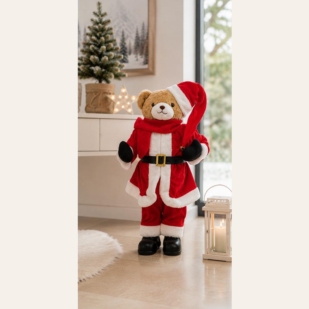 Orsetto Natalizio 70 cm con Vestito da Babbo Natale