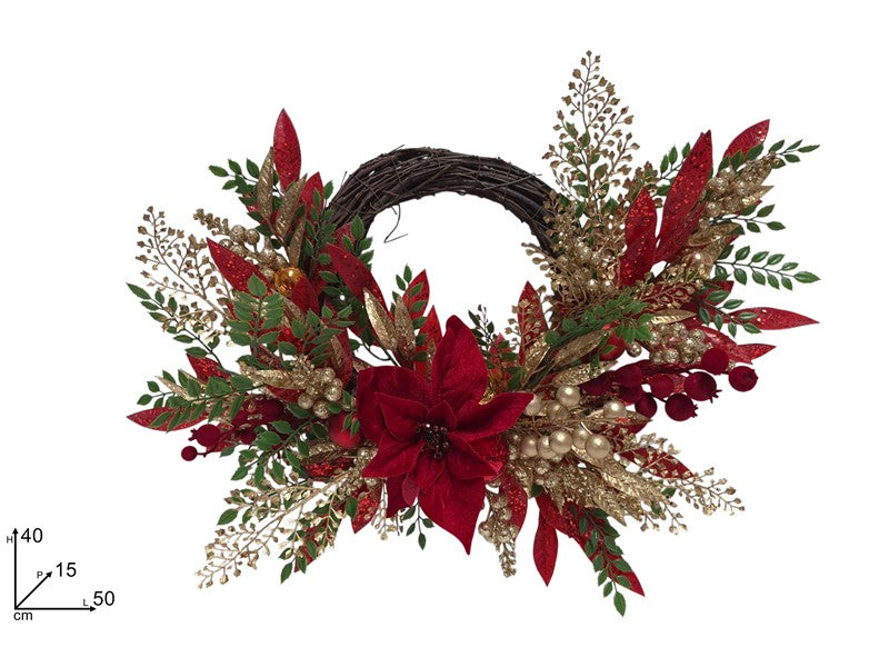 Dietroporta Natalizio 5040 cm con Stella di Natale, Foglie e Palline  ESX25162