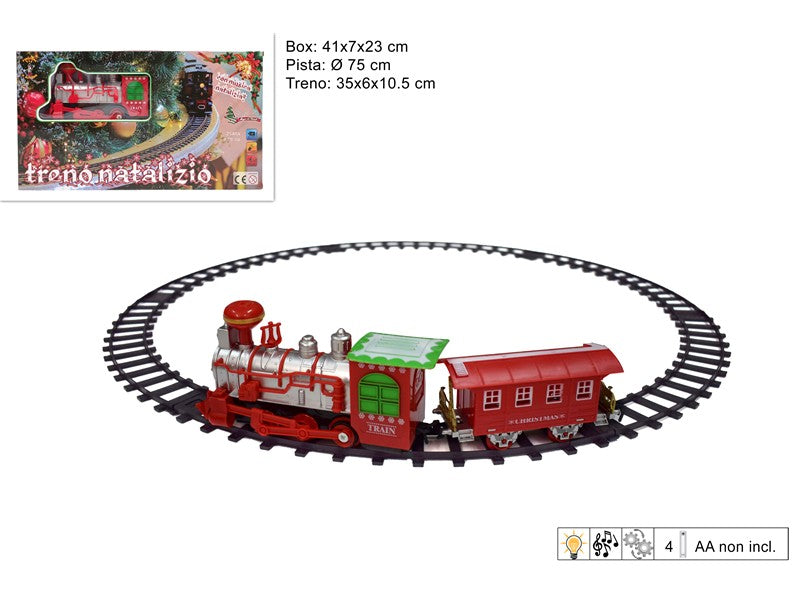 Treno Natalizio con Pista 75 cm, Luci e Musica