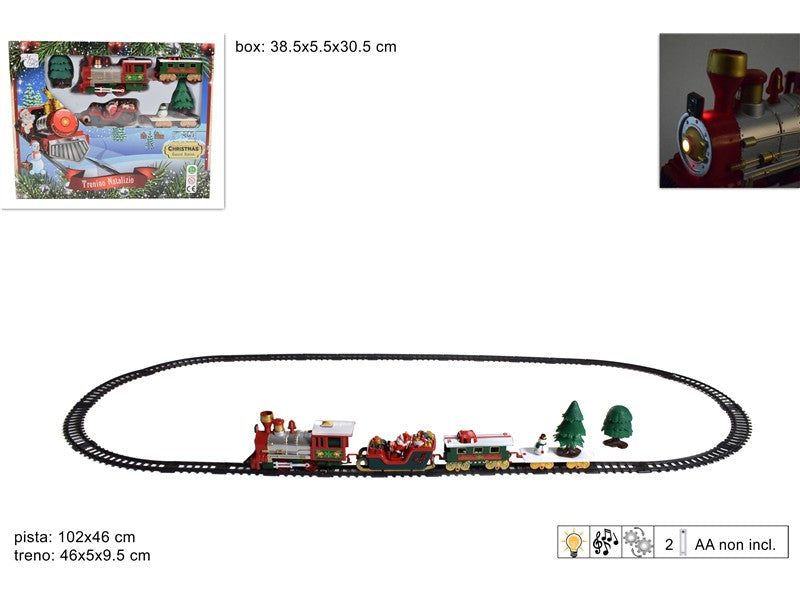 Trenino Natalizio con Luci e Musica  Set Pista 102x46 cm con Locomotiva