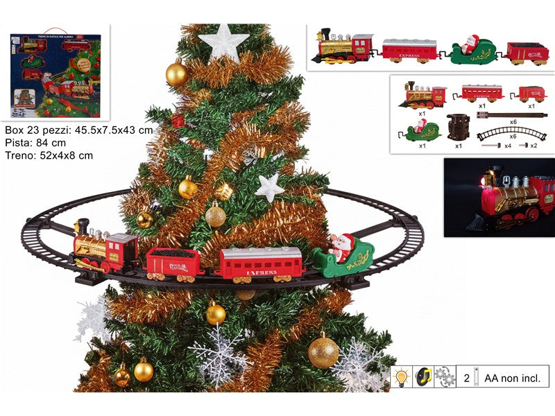 Trenino Natalizio per Albero di Natale con Supporto, Luci e Suoni  23 Pezzi