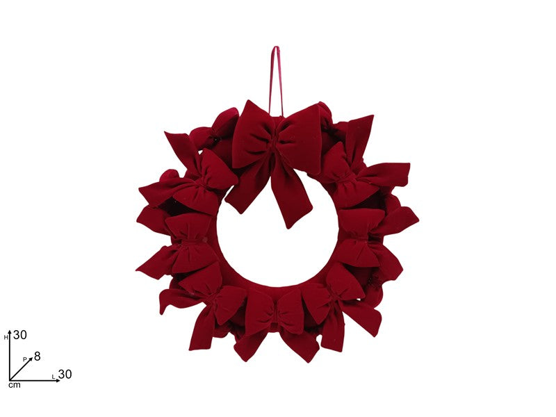 Dietroporta Natalizio 30 cm con Fiocchi Bordeaux in Velluto