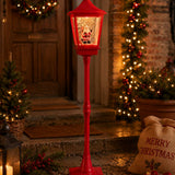 Lampione Natalizio Rosso 185 cm con Babbo Natale, Neve, Luce, Musica e Movimento