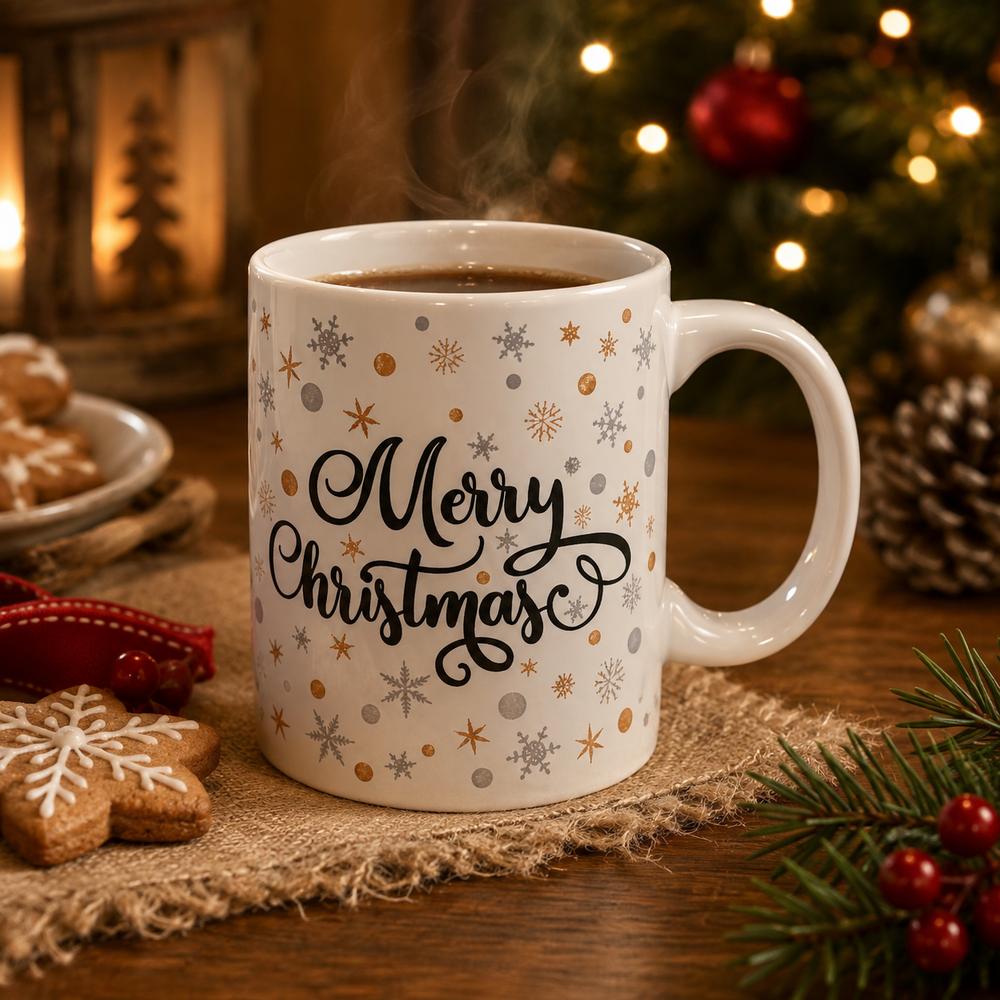 Tazza Natalizia 325 ml in Ceramica  Idea Regalo, Modello Casuale