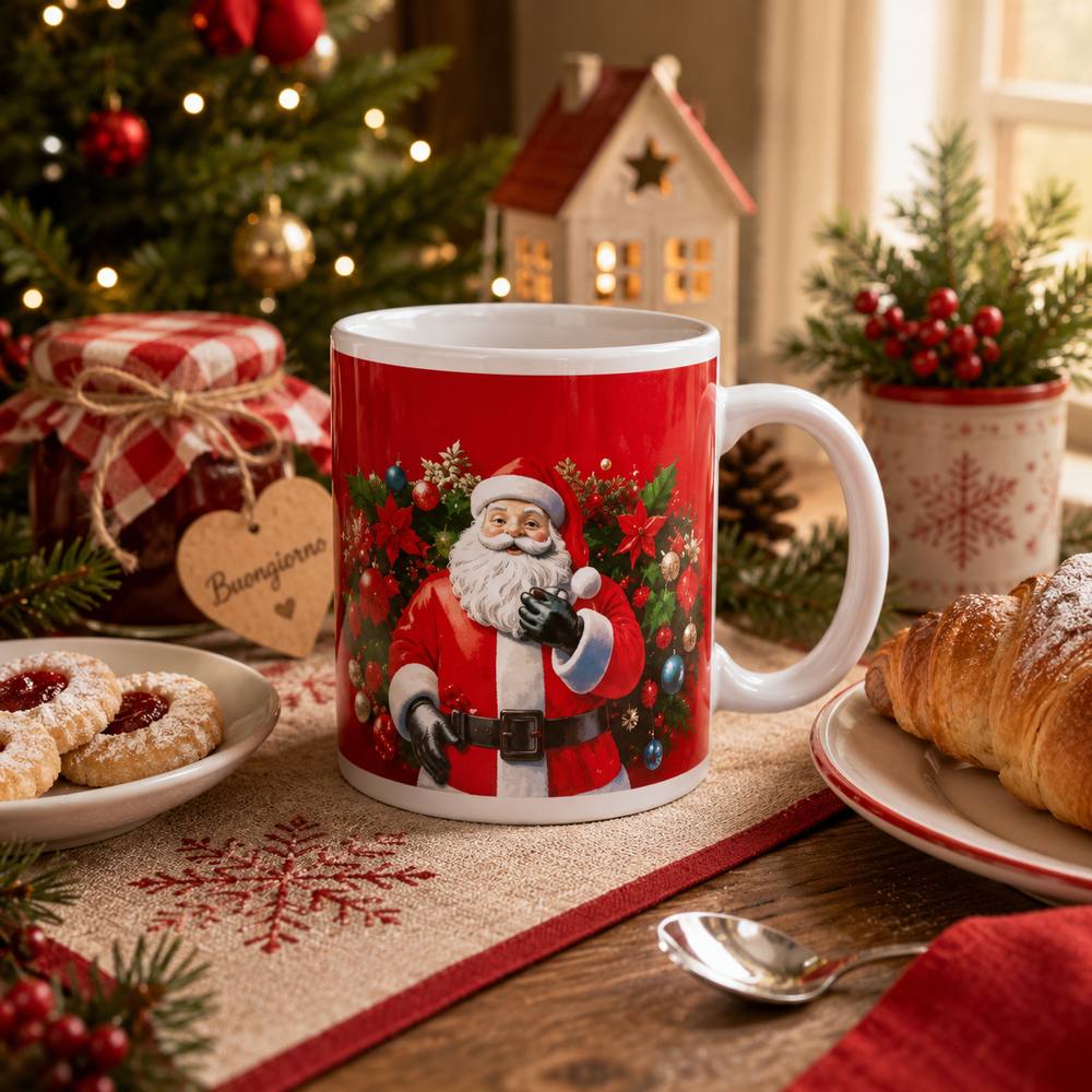 Tazzone Natalizio Babbo Natale 325 ml in Ceramica  Soggetto Casuale KM03B