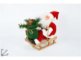 Babbo Natale su Slitta in Legno con Sacco dei Regali 38 cm Decorazione Natalizia