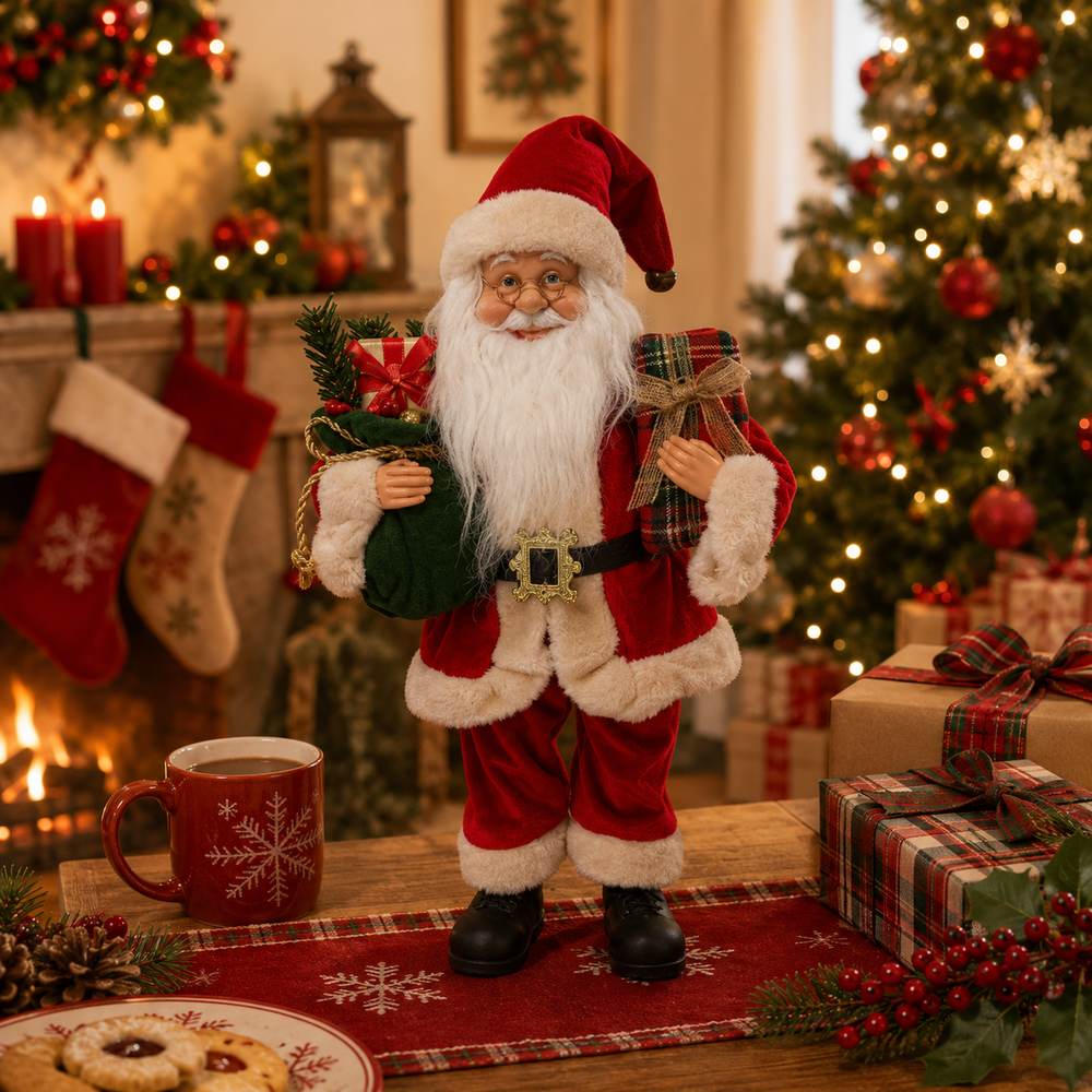 Babbo Natale Carillon 45 cm con Movimento Testa modello casuale