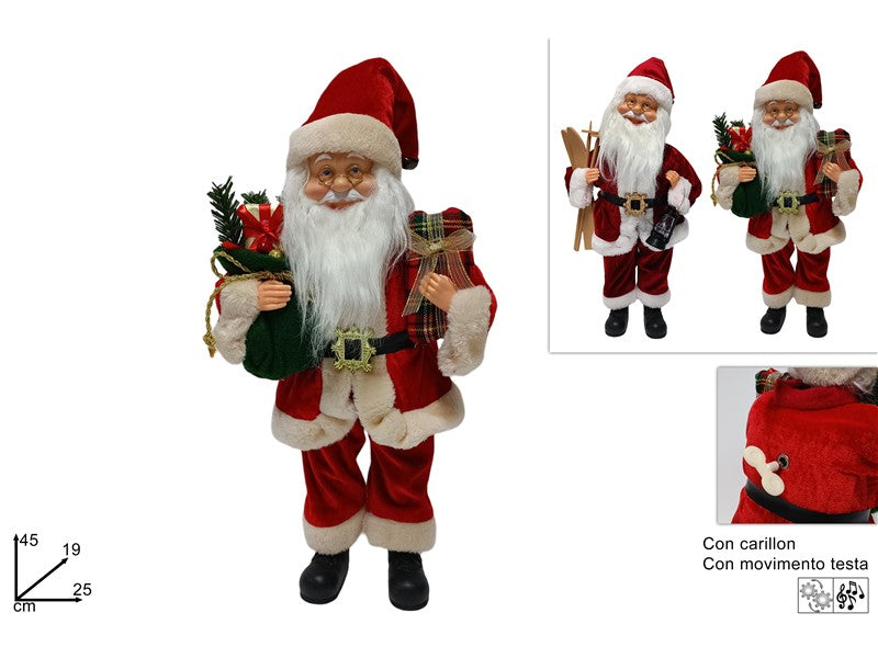 Babbo Natale Carillon 45 cm con Movimento Testa modello casuale