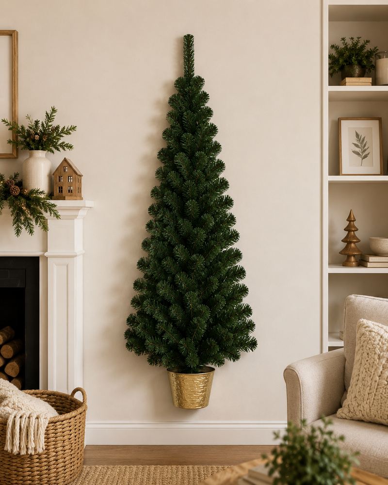 Albero di Natale da Parete 120 cm  Mezzo Albero Salvaspazio Verde