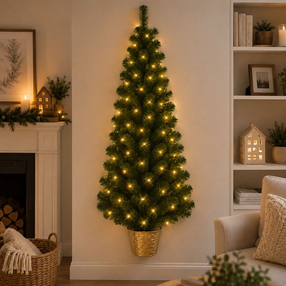 Albero di Natale da Parete 120 cm  Mezzo Albero Salvaspazio Verde