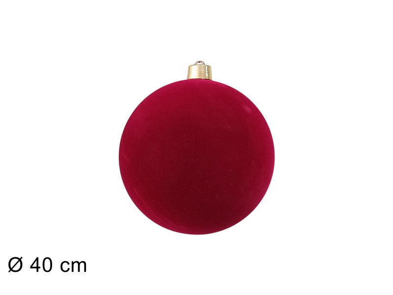 Palla di Natale Maxi 40 cm Floccata Bordeaux