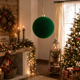 Palla di Natale 25 cm Floccata Verde  Decorazione Maxi