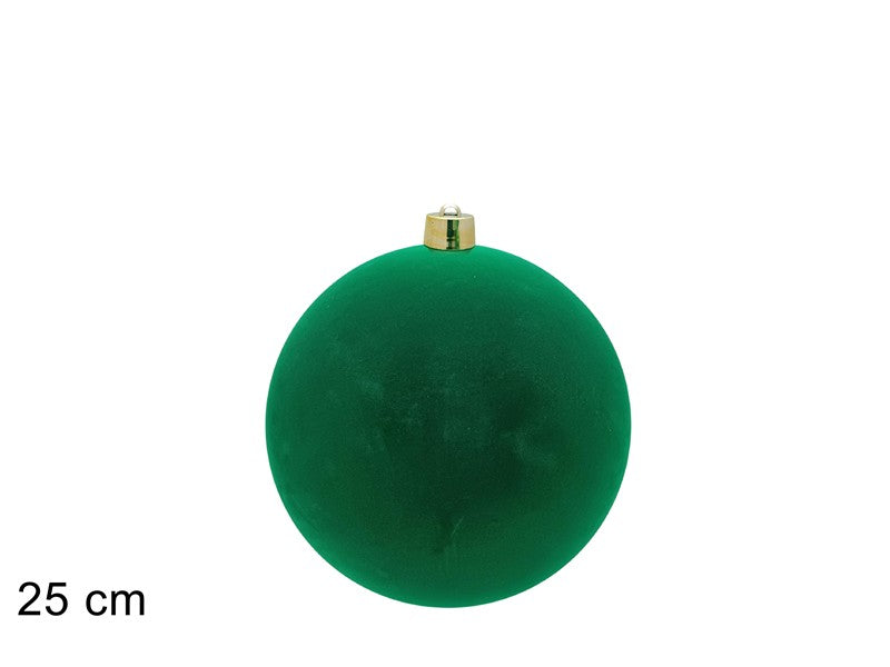 Palla di Natale 25 cm Floccata Verde  Decorazione Maxi