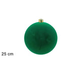 Palla di Natale 25 cm Floccata Verde  Decorazione Maxi