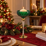 CALICE PORTACANDELA IN VETRO VERDE AT225013/GREEN