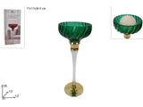 CALICE PORTACANDELA IN VETRO VERDE AT225013/GREEN