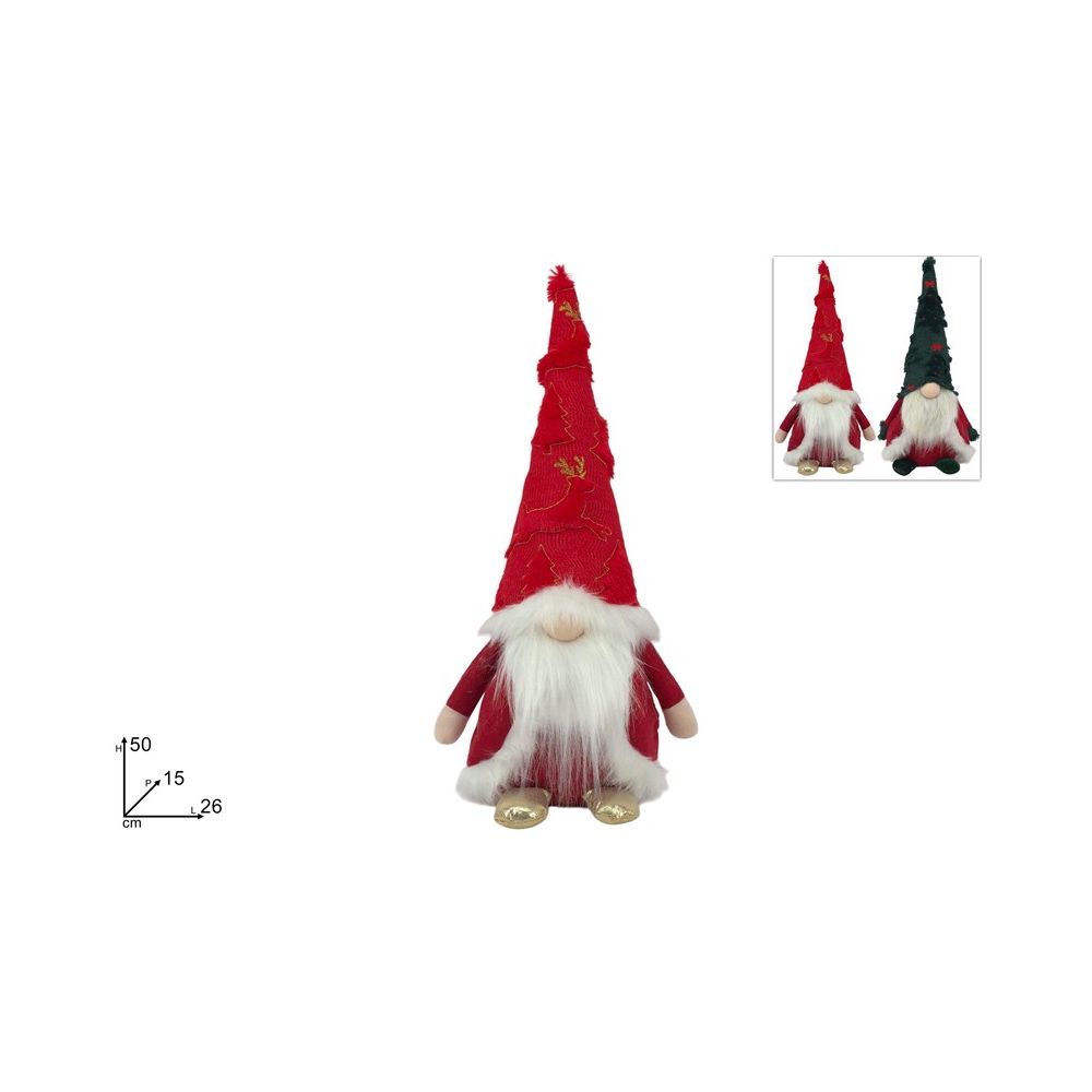Gnomo Natalizio Seduto 50 cm Rosso/Verde  Colore casuale  25048971