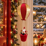 Mongolfiera Natalizia con Babbo Natale 80 cm Rosso e Oro Decorazione da Appender