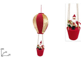Mongolfiera Natalizia con Babbo Natale 80 cm Rosso e Oro Decorazione da Appender