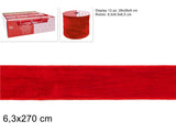 Nastro Decorativo 6,3 x 270 cm Effetto Velluto Rosso