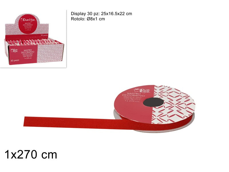 Nastro in Velluto Rosso 1 x 270 cm per Decorazioni