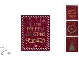 Busta Regalo Natalizia 32x26x10 cm Effetto Velluto Bordeaux Modello Casuale