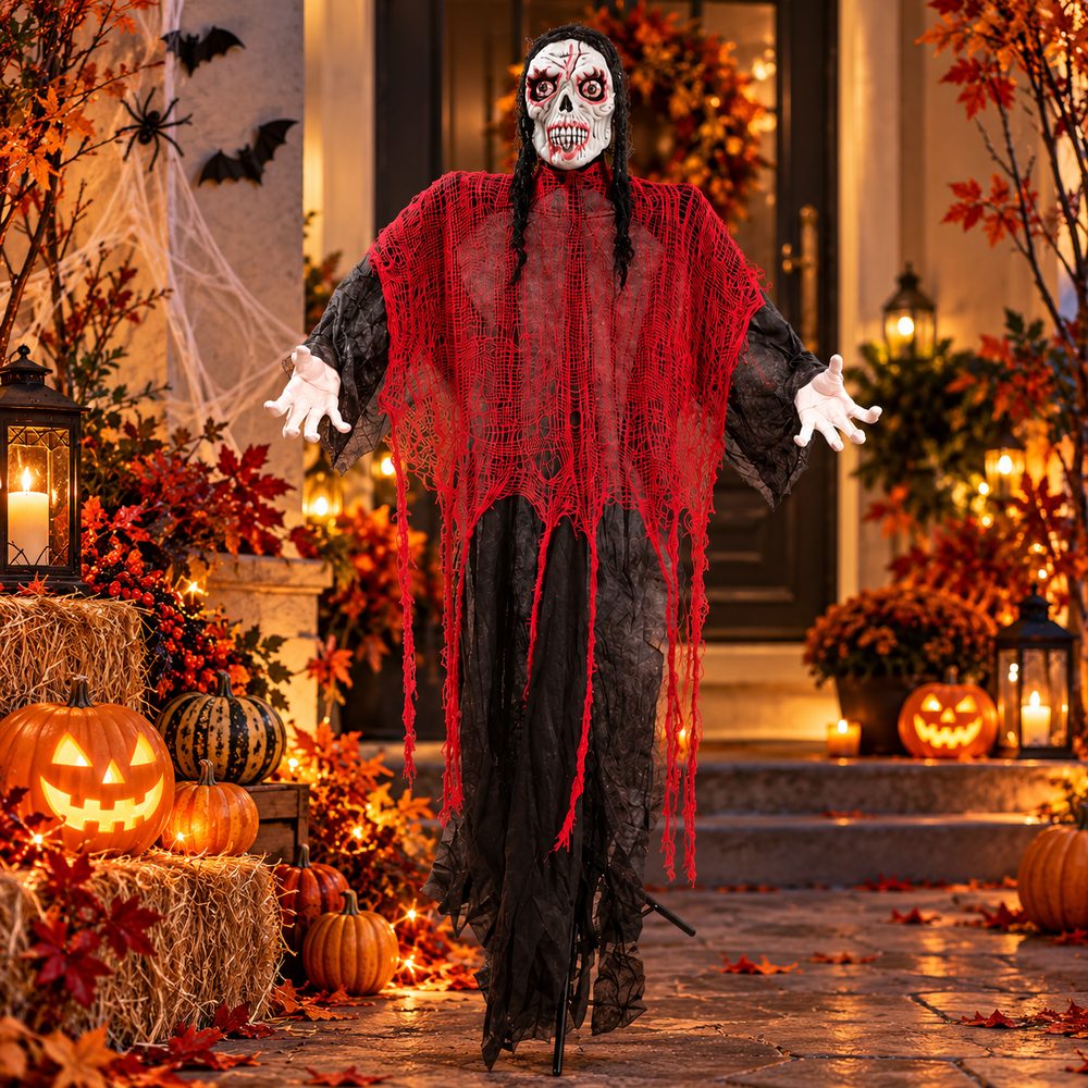 24060791 Decorazione Halloween Scheletro Horror 165 cm con Luci, Suoni