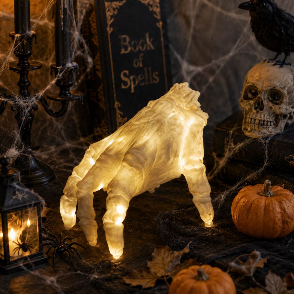 Mano Scheletro Halloween in Lattice con Movimento, Luce e Suono
