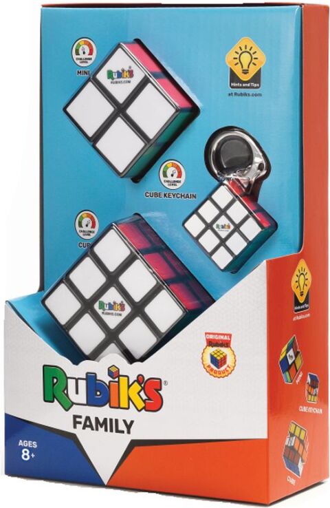 6064015 RUBIK il cubo, family pack 3x3 + 2x2 + 3x3 portachiavi