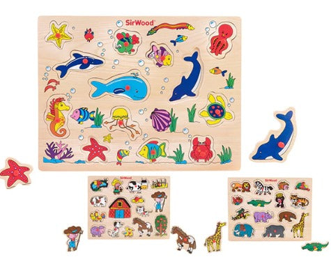 41543 - Globo PUZZLE LEGNO prima infanzia con PIOLI 40X30 12PZ - modello cauale